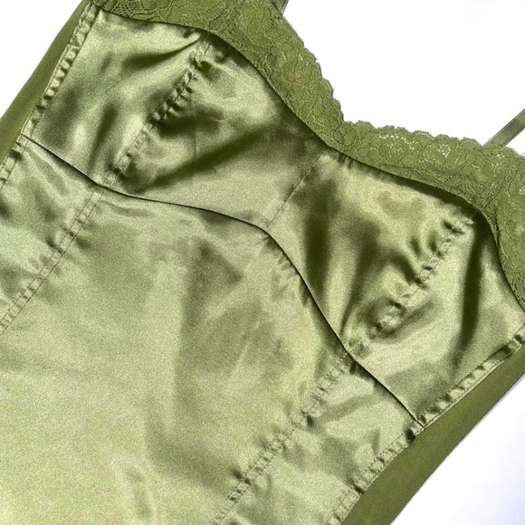 Vintage 90s Fairy Green Cami, Satin, Size Small - Picture 3 of 6